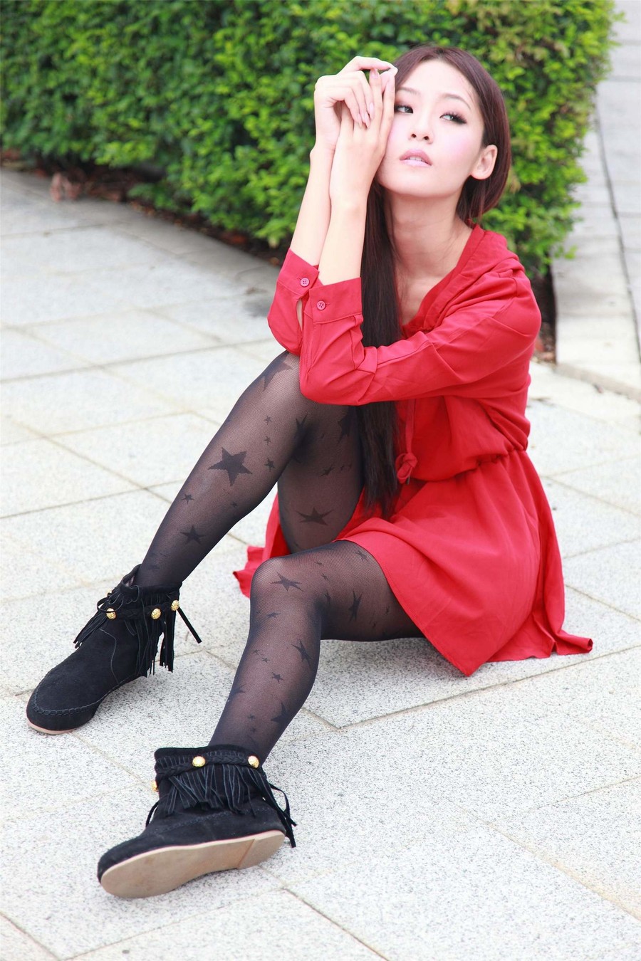 Winnie美女模特美腿丝袜街拍(12)