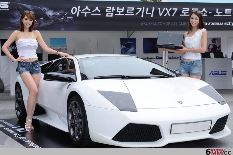 韩国豪车美女车模白色风暴(2)