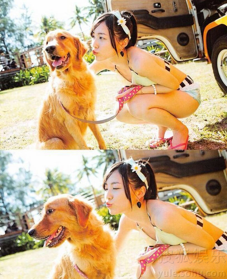 卡哇伊！AKB48穿泳衣与狗狗拍摄性感写真
