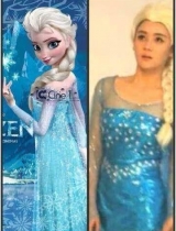 袁姗姗cos冰雪女王 网友吐槽：像男扮女装