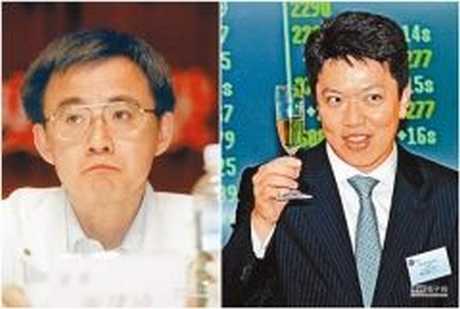 台湾商人谢伟琦(左)和香港股神任德章(右)